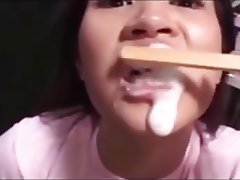 Asian, Cum in mouth